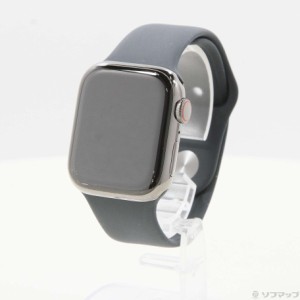 (中古)Apple Apple Watch Series 9 GPS + Cellular 41mm グラファイトステンレススチールケース ミッドナイトスポーツバンド(377-ud)