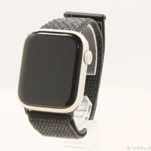 (中古)Apple Apple Watch Series 7 Nike GPS 45mm スターライトアルミニウムケース ブラックNikeスポーツループ(269-ud)