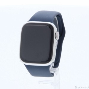 (中古)Apple Apple Watch Series 9 GPS + Cellular 41mm シルバーステンレススチールケース ストームブルースポーツバンド(297-ud)