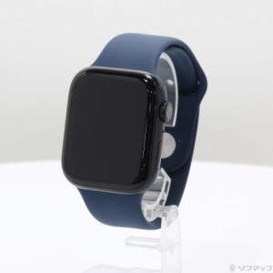 (中古)Apple Apple Watch Series 7 GPS 45mm ミッドナイトアルミニウムケース トルネード/グレイスポーツループ(262-ud)