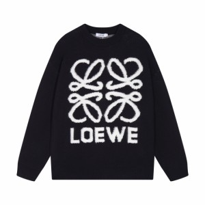 ロエベ LOEWE大きなロゴのパッチワーク刺繍ウール ニット セーター