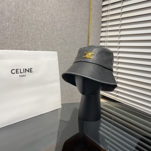 CELINE セリーヌ初秋のレザー縦ストライプバケットハット