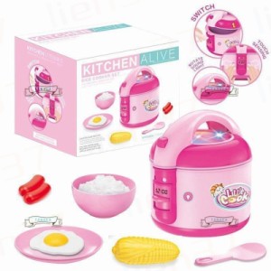 おままごと　キッチンセット　電気炊飯器おもちゃ　子供用　食材セット　ピンク　愛いおもちゃ　教育シミュレーション