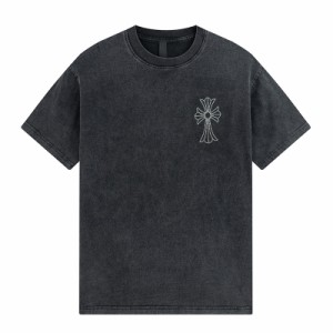 Chrome Hearts クロムハーツ梵語ウォッシュド・コットン・カジュアル半袖男女カップル・ルーズTシャツ