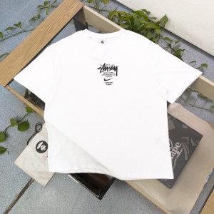 Stussy   ステューシー  パターン文字ロゴプリントカジュアルカップルルーズ半袖