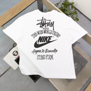 Stussy   ステューシー  パターン文字ロゴプリントカジュアルカップルルーズ半袖