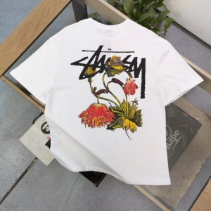 Stussy   ステューシー  薔薇柄レタープリント・カジュアル・ショート・スリーブ