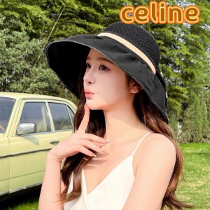 Celineセリーヌ 収納式フィッシャーマンズハット リボン つばの大きい布製帽子