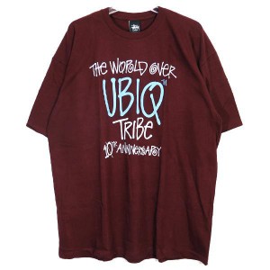 STUSSY ステューシー UBIQ 10TH TRIBE ANNIVERSARY TRIBE TEE ユービック 10周年記念 トライブ Tシャツ ショートスリーブ バーガンディ