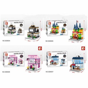 ブロック互換 レゴ 互換品 レゴミニモジュール式 ペットショップ ライト付き4個セット レゴブロック LEGO クリスマス プレゼント