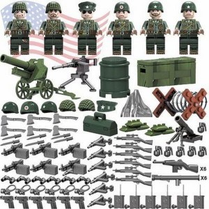 ミニフィグ 世界大戦　アメリカ軍隊 ６体セット 武器 付き レゴ交換品 交換 LEGO交換品 ミニフィギュア ブロック おもちゃ キッズ 子ども