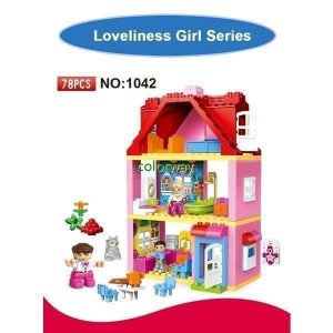 ブロック おもちゃ レゴ交換品 デュプロ プレイハウス 女の子 ピンクのおうち おうちごっこ クリスマスプレゼント