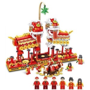 レゴブロック交換品 レゴ建物 祭 春祭り 新年 中国風 中国建物 レッド 人物セット レゴ互換 おもちゃ 玩具 知育玩具