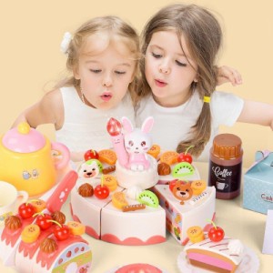 親子遊び DIYフルーツケーキ 音と光 アフタヌーンティーセット キッチン 知育玩具 早期学習 食べ物認知 85点