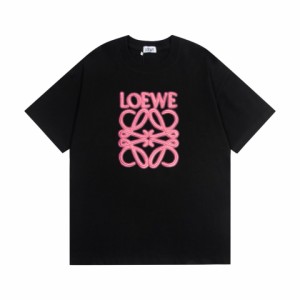 LOEWE ロエベ ネオン刺繍蛍光ピンクロゴ半袖シャツ