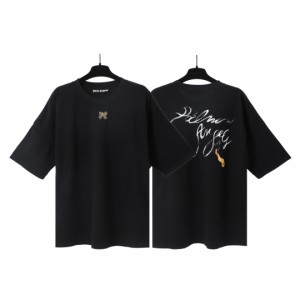 Palm Angelsパーム・エンジェルス メンズ＆レディース ブラック・スモーク・エフェクト・ロゴ・ルーズTシャツ