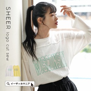 春新作 新作 新着 【メール便可11】 シアー ロゴカットソー レディース トップス カットソー Tシャツ Tee ロゴプリント ロゴTシャツ ロゴ