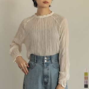 ワッシャー加工シアーブラウス