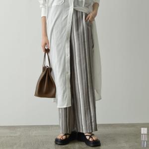 リネンライクストレイプストレートパンツ
