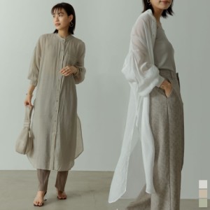 パイピングシアーシャツワンピース