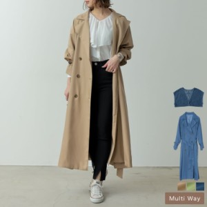 [SPRING SALE]レースベスト付き4WAYトレンチコート