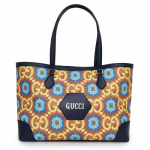 （新品・未使用品）グッチ GUCCI 100周年 限定 トートバッグ GGカレイドスコーププリントスプリームキャンバス レザー イエロー ネイビー