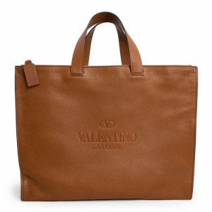 （未使用保管品）ヴァレンティノ ガラヴァーニ Valentino Garavani アイデンティティ レザー トート ハンドバッグ カーフスキン ブラウン