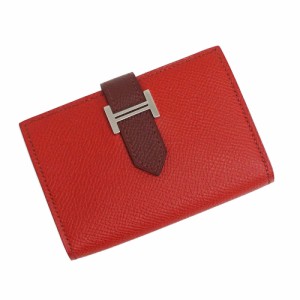 （新品・未使用品）エルメス HERMES ベアン カードケース ヴォーエプソン ヴェルソ バイカラー レザー ルージュカザック ルージュアッシ