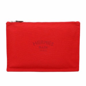 （新品・未使用品）エルメス HERMES ヨッティング GM フラット ポーチ トラベルポーチ クラッチバッグ コットンキャンバス Rouge ルージ