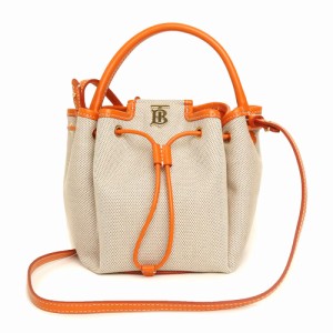 （新品・未使用品）バーバリー BURBERRY モノグラムモチーフ バケットバッグ ショルダー ハンドバッグ 斜め掛け キャンバス レザー オレ