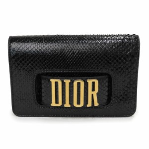（美品）ディオール Dior クラッチバッグ セカンドバッグ ポーチ パイソン エキゾチックレザー ブラック 黒 ゴールド金具