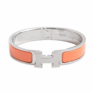 （新品・未使用品）エルメス HERMES クリック H PM ブレスレット ファン バングル エナメル パラディウムプレーテッド  オレンジ オラン