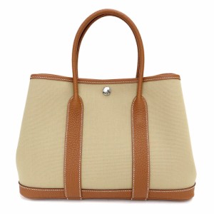 （新品・未使用品）エルメス HERMES ガーデンパーティ 30 TPM トートバッグ ネゴンダ レザー トワルオフィシエ キャンバス ベージュ ブラ