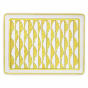 （新品・未使用品）エルメス HERMES ソレイユ ドゥ エルメス 長方形 プレート 食器 皿 トレイ 陶磁器 ポーセリン イエロー ホワイト 黄 