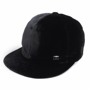 （新品・未使用品）シャネル CHANEL ココマーク キャップ 帽子 ハット Mサイズ ビスコース レーヨン シルク コットン ベロア ブラック 黒