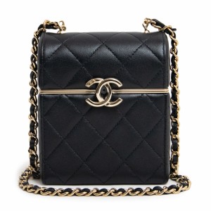 （新品・未使用品）シャネル CHANEL スモール ボックス チェーン ショルダー ポーチ ミニバッグ 斜め掛け マトラッセ ラムスキン レザー 