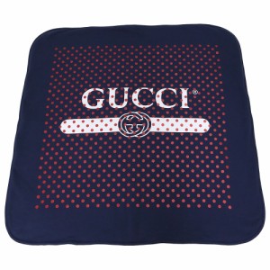 （新品・未使用品）グッチ GUCCI ベビー チルドレンズ ブランケット コットン 100％ ポルカドット 水玉 ネイビー レッド 紺 赤 627654