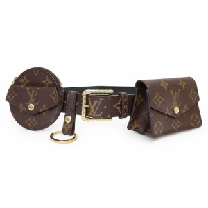 （未使用　展示品）ルイ ヴィトン LOUIS VUITTON ベルト デイリー マルチポケット モノグラム プレーンカーフ レザー ブラウン 茶 ゴール