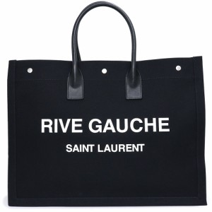 （新品・未使用品）サンローランパリ SAINT LAURENT PARIS リヴ ゴーシュ キャンバス トートバッグ コットン NOIR ET BLANC ブラック 黒 