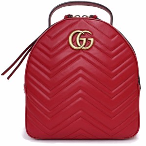 （未使用　展示品）グッチ GUCCI GGマーモント リュック デイパック バックパック カーフスキン レザー レッド 赤 アンティークゴールド