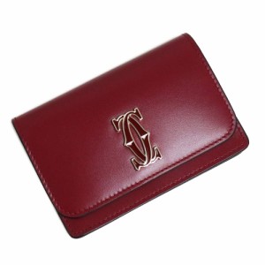 （新品・未使用品）カルティエ Cartier C ドゥ カルティエ カードケース 名刺入れ 定期入れ パスケース カーフスキン レザー チェリーレ