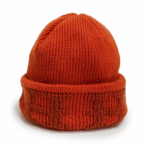 （新品同様品）エルメス HERMES Hロゴ ニット帽 キャップ 帽子 カシミヤ 100％ オレンジ