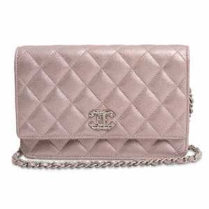 （未使用　展示品）シャネル CHANEL チェーンミー マトラッセ 斜め掛け ショルダー チェーンウォレット 長財布 ゴートスキン レザー メタ