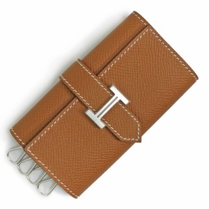 （新品・未使用品）エルメス HERMES ベアン 4連 キーケース ヴォーエプソン レザー ゴールド ブラウン 茶 シルバー金具 B刻印 箱付