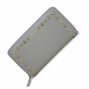 （新品・未使用品）ジミーチュウ JIMMY CHOO スタースタッズ ピッパ ラウンドファスナー ジップ 長財布 レザー ムーンストーン グレー シ