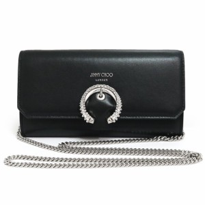 （新品・未使用品）ジミーチュウ JIMMY CHOO Wallet W/chain クリスタルバックル 斜め掛け ショルダー チェーン ウォレット 長財布 カー