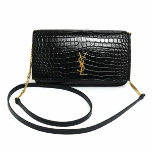 （新品・未使用品）サンローラン SAINT LAURENT モノグラム フォンホルダー スマホ 携帯 チェーン ショルダーバッグ 斜め掛け クロコ型押