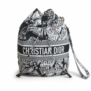 （新品・未使用品）クリスチャンディオール Christian Dior プラン ドゥ パリ 巾着 トラベル ポーチ ナイロン レザー ブラック ホワイト 