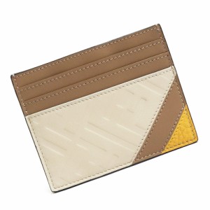 （新品・未使用品）フェンディ FENDI ズッカ 型押し カードケース パスケース 定期入れ レザー ライトブラウン ベージュ イエロー 茶 黄 