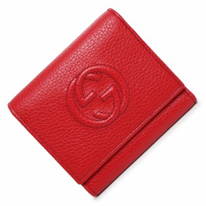 （新品・未使用品）グッチ GUCCI インターロッキングG ソーホー コンパクト ウォレット 三つ折り財布 レザー レッド 赤 ゴールド金具 598